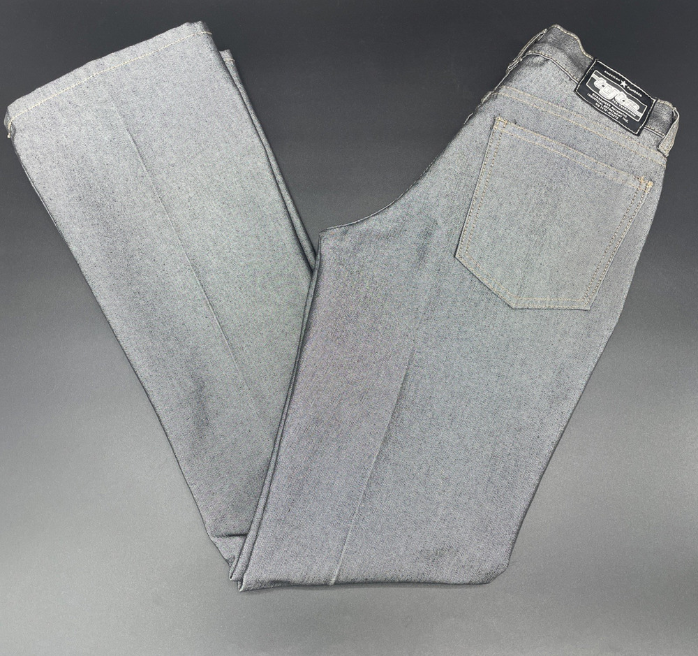 Vintage American Standard Tyte Womens 3 Flare Shiny Silver Gray Pants Y2K Cyber